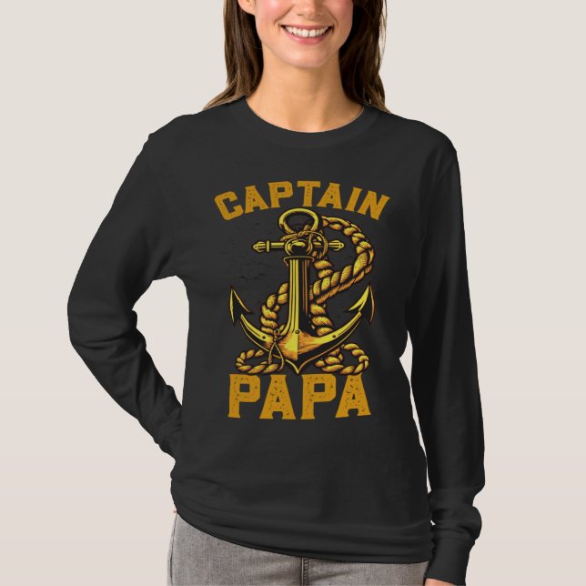 Camiseta Captain Papa Pontoon Sailing Boat Dad Daddy Father (Anverso)