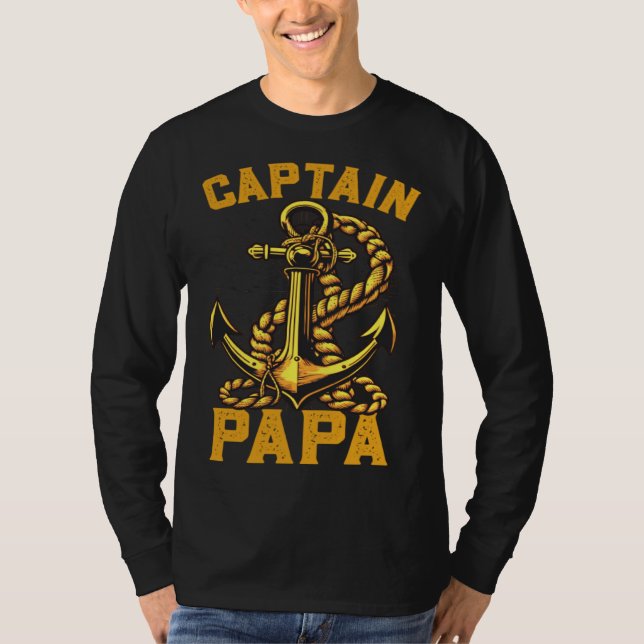 Camiseta Captain Papa Pontoon Sailing Boat Dad Daddy Father (Anverso)