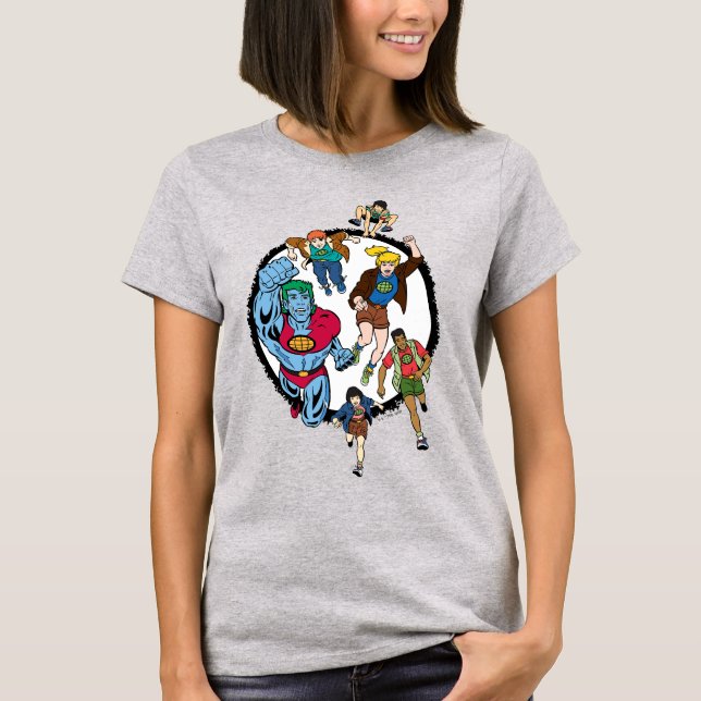 Camiseta Captain Planet y el gráfico del círculo de los pla (Anverso)