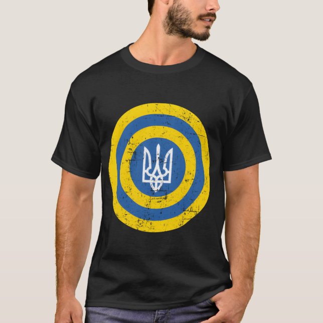 Camiseta Captain Ukraine Shield Ukrainian Flag Solidarity D (Anverso)
