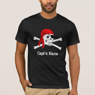 Camiseta Capt'n Name Pirate Skull & Bones Black T-shirt