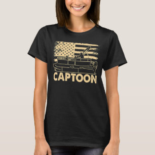 Camiseta Captón en bote Capitán Pontoon Boat Lake Bandera D