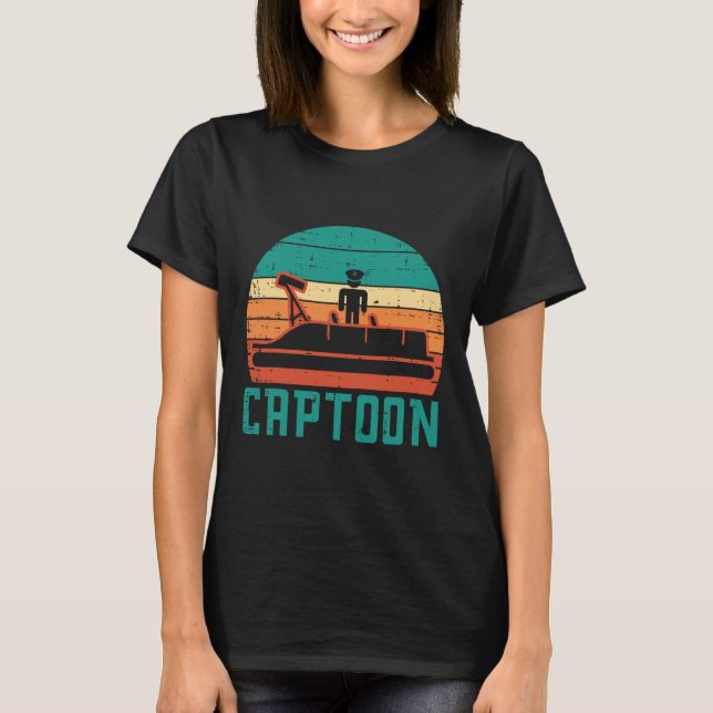 Camiseta Captoon Boat Sunset Retro Pontoon Captain Men Boys (Anverso)