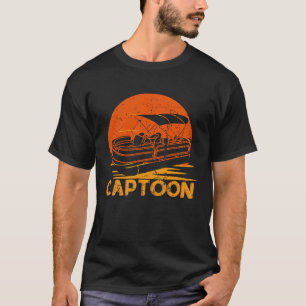Camiseta Captoon Pontoon Boat Captain Retro Sunset
