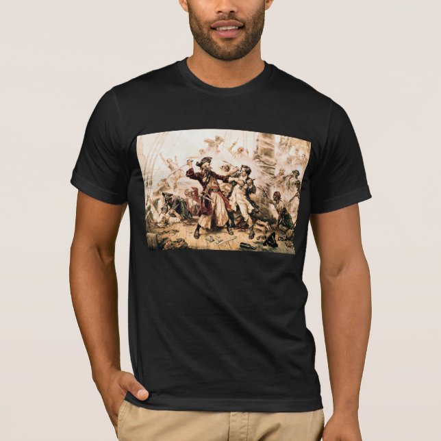 Camiseta Captura, barba negra pirata, venganza de la reina  (Anverso)