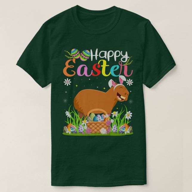 Camiseta Captura de huevo conejo captado por capibara feliz (Diseño del anverso)