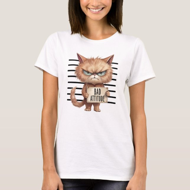 Camiseta Captura de pantalla de gato de mala actitud - Grac (Anverso)