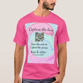 Camiseta Capturar el amor añadir QR scan mármol azul rosa