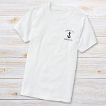 Camiseta Capturas clásicas de los anclajes de barco<br><div class="desc">Camiseta blanca del capitán del barco con temática náutica con un ilustracion de ancla y su nombre y nombre en letras modernas.</div>