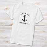 Camiseta Capturas clásicas de los anclajes de barco<br><div class="desc">Camiseta del capitán de un barco con temática náutica con un ilustracion de un ancla clásico y tu nombre y nombre con letras modernas y simples.</div>