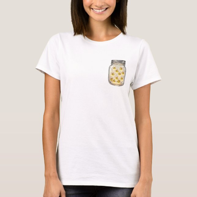 Camiseta Captured Glow: Cute Fireflies Smiling (Anverso)