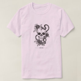 Camiseta Capucha de cráneo gótico y serpiente con flores |