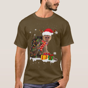 Camiseta Capuchin Monkey Navidades de animales Encendidos L