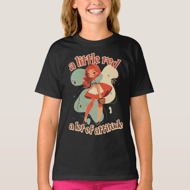 Camiseta capuchón rojizo moderno de medio siglo (Anverso)