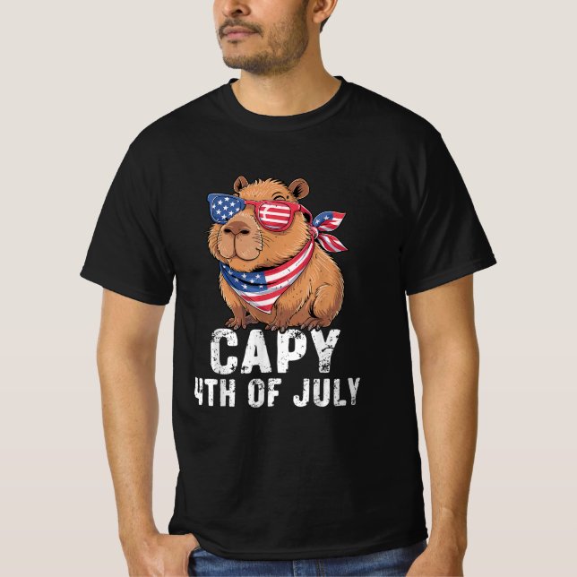 Camiseta Capy 4 de julio Bandera de los Estados Unidos Gafa (Anverso)