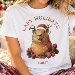 Camiseta Capy Fiestas Divertido Capybara Feliz Navidad 