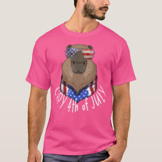 Camiseta Capy Gracioso 4 De Julio La Bandera Estadounidense