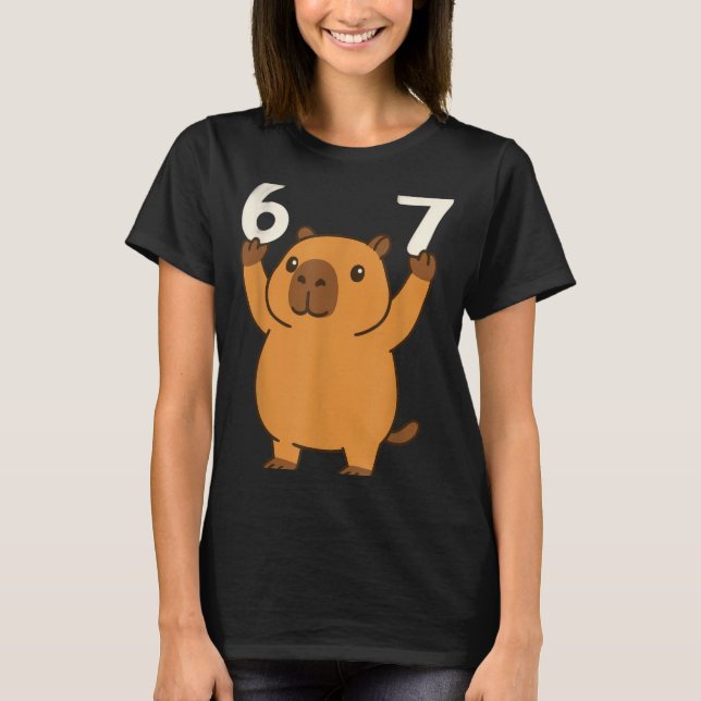 Camiseta Capybara 67 Meme Seis Siete Divertido  (Anverso)