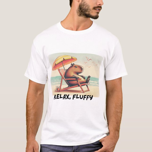 Camiseta Capybara at beach says: Relax, Fluffy (Anverso)