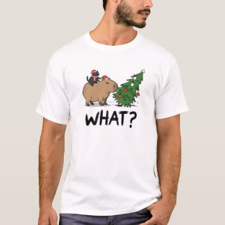 Camiseta Capybara Black Cat Christmas WHAT Meme Gift