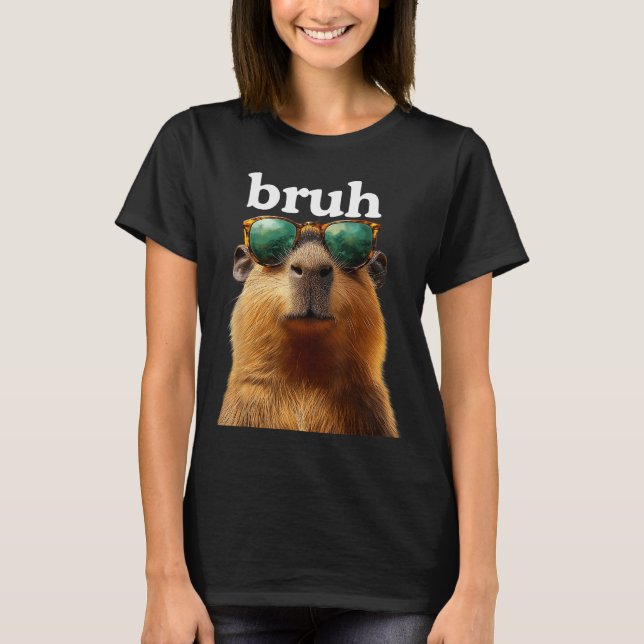 Camiseta Capybara Bruh With Sungles Funny Meme Lovers Men W (Anverso)