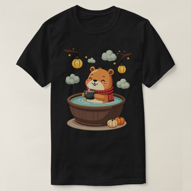 Camiseta Capybara Chocolate Caliente Relajación Kawaii Ambi (Diseño del anverso)
