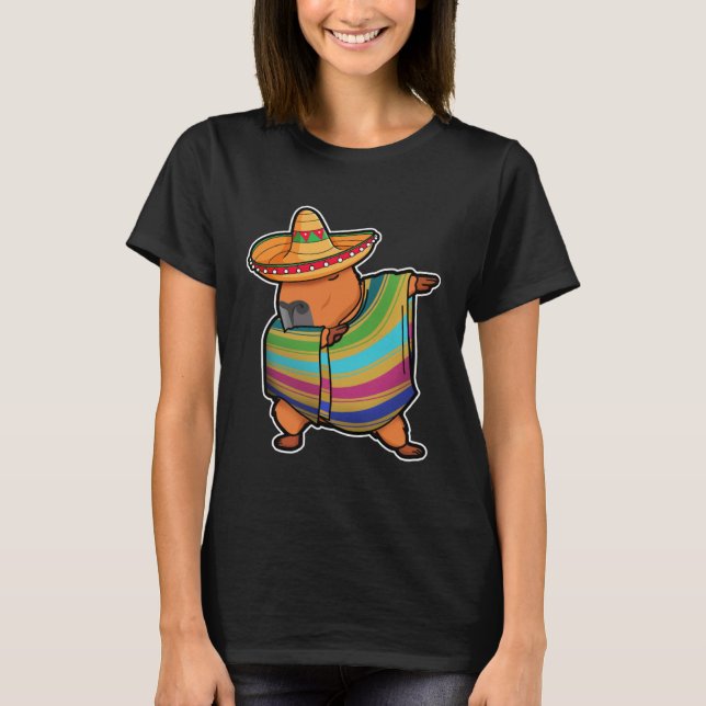 Camiseta Capybara Cinco De Mayo  Capibara Dab Mexicano (Anverso)