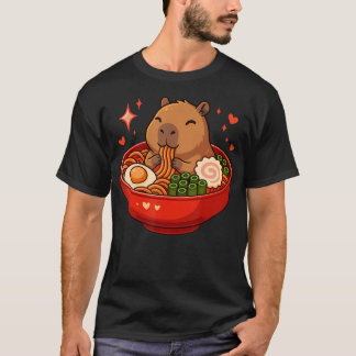 Camiseta Capybara Con Fideos Ramen Kawaii