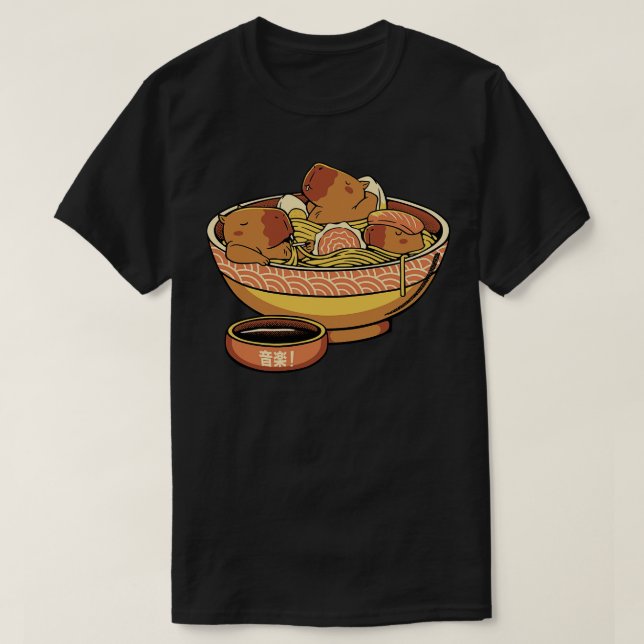 Camiseta Capybara Cute Ramen por Tobe Fonseca (Diseño del anverso)