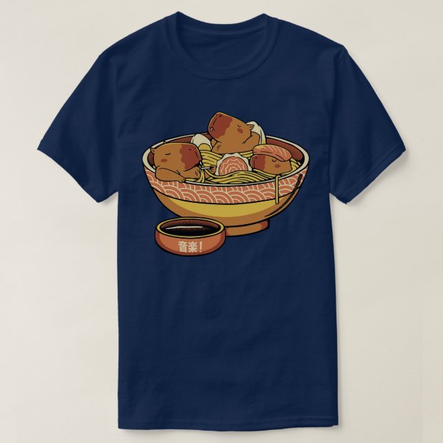 Camiseta Capybara Cute Ramen por Tobe Fonseca (Diseño del anverso)