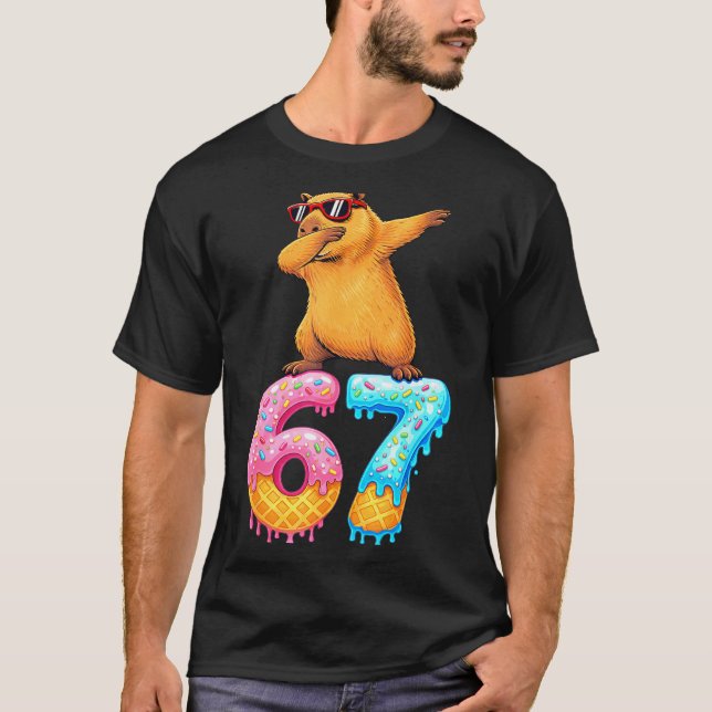 Camiseta Capybara Dabbing 67 Ice Cream Drip 67 Birthday Boy (Anverso)