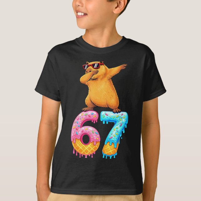 Camiseta Capybara Dabbing 67 Ice Cream Drip 67 Birthday Boy (Anverso)