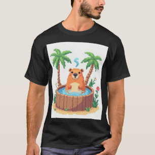 Camiseta Capybara de Pixel Art en Bañera de Hidromasaje Bañ