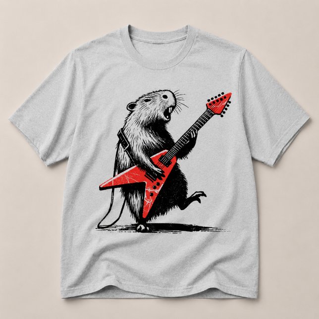 Camiseta Capybara Desgarrando Guitarra Eléctrica Rockea (Subido por el creador)
