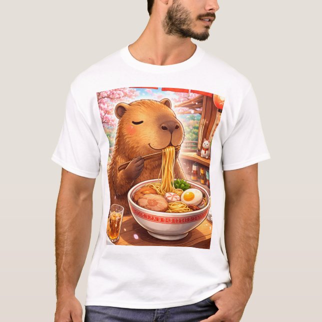 Camiseta Capybara disfrutando Ramen (Anverso)