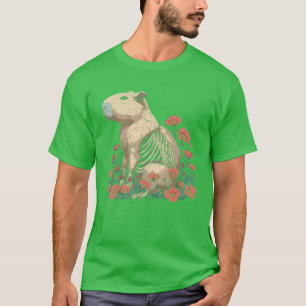Camiseta Capybara Floral Esqueleto Flor Animal vintage