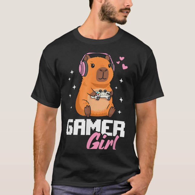 Camiseta Capybara Gamer Girl Gaming  (Anverso)