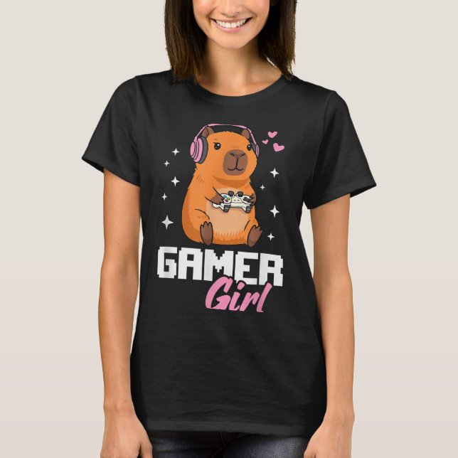 Camiseta Capybara Gamer Girl Gaming  (Anverso)