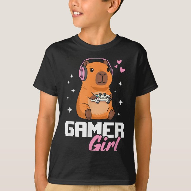 Camiseta Capybara Gamer Girl Gaming  (Anverso)