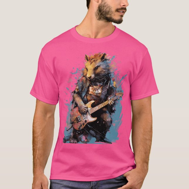 Camiseta Capybara Guitarrista de Rock (Anverso)