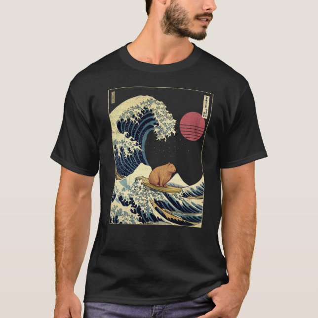 Camiseta Capybara Kanagawa Wave Funny Surf Animal (Anverso)