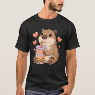 Camiseta Capybara Kawaii Bebe Bubble Tea Lov
