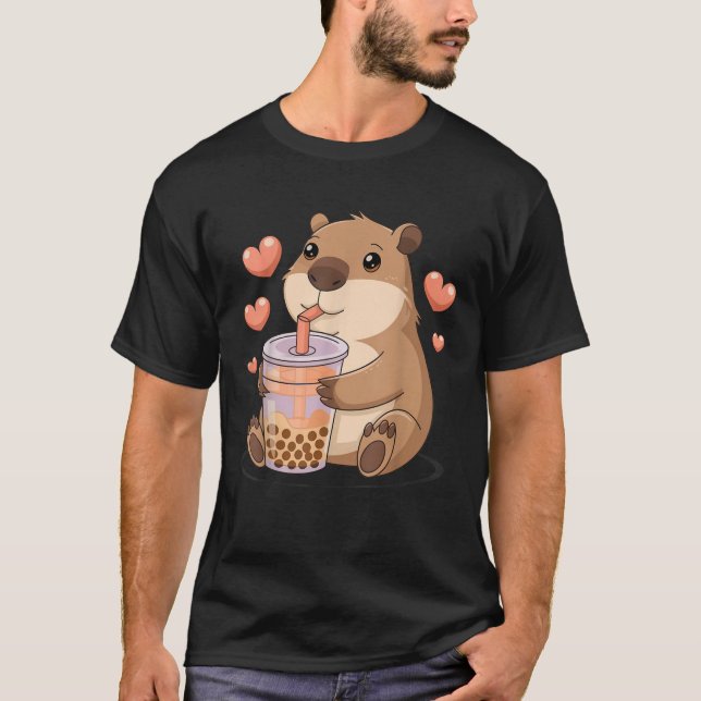 Camiseta Capybara Kawaii Bebe Bubble Tea Lov (Anverso)
