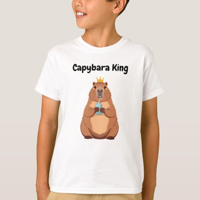 Camiseta Capybara King Kids T-Shirt – Cute Crown Animal Tee (Anverso)