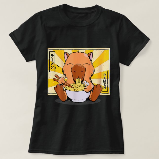 Camiseta Capybara Lover Ramen Capybara Tshirt Kawaii Anime (Diseño del anverso)