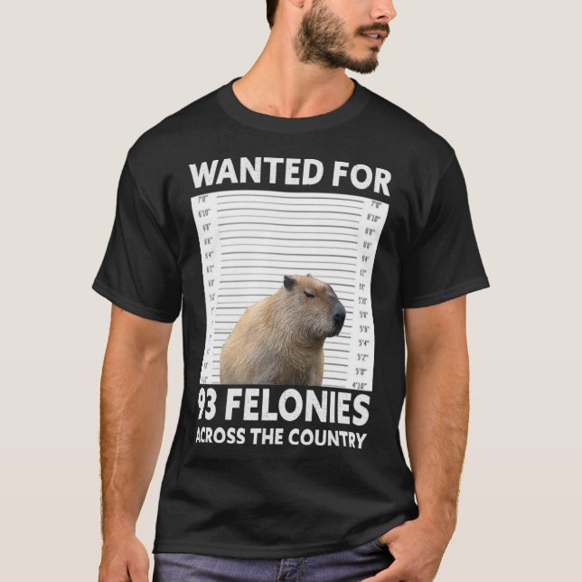 Camiseta Capybara Mugshot Quería 93 Felonies En Todo El Mun (Anverso)