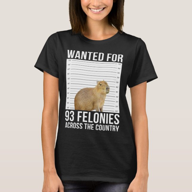 Camiseta Capybara Mugshot Quería 93 Felonies En Todo El Mun (Anverso)