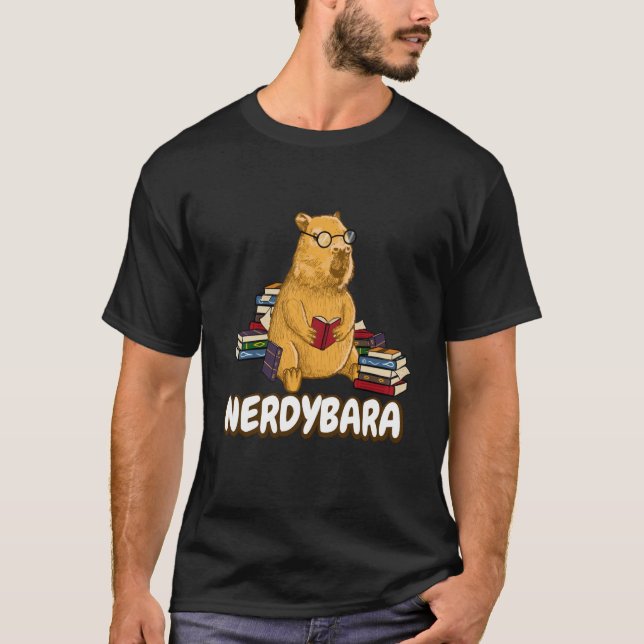 Camiseta Capybara Nerdybara Book reading Teacher School Ner (Anverso)