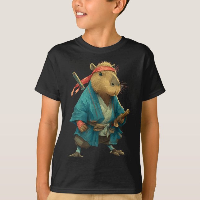 Camiseta Capybara Ninja Samurai Japan Funny Japanese Graphi (Anverso)
