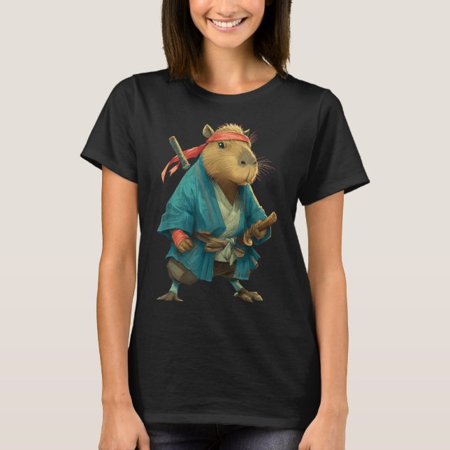 Camiseta Capybara Ninja Samurai Japan Funny Japanese Graphi (Anverso)